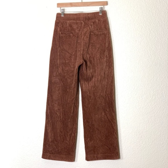 Brown corduroy high waisted elastic waist straight leg pants size small - Picture 2 of 8